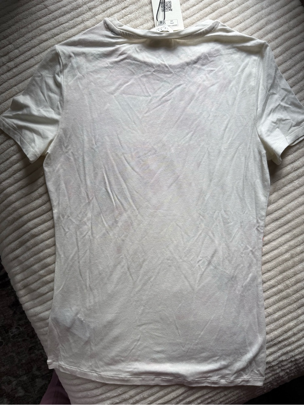 Ted Baker White Floral Crewneck Tee with Pink & Orange Blooms - Picture 7 of 8